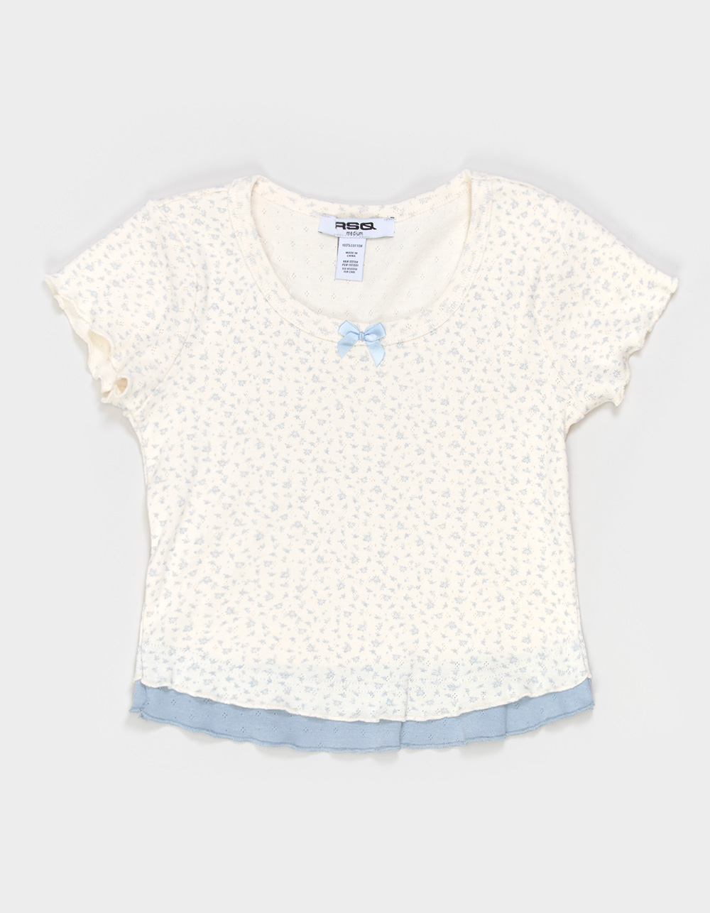 RSQ Girls Ditsy Double Layer Tee - LIGHT BLUE