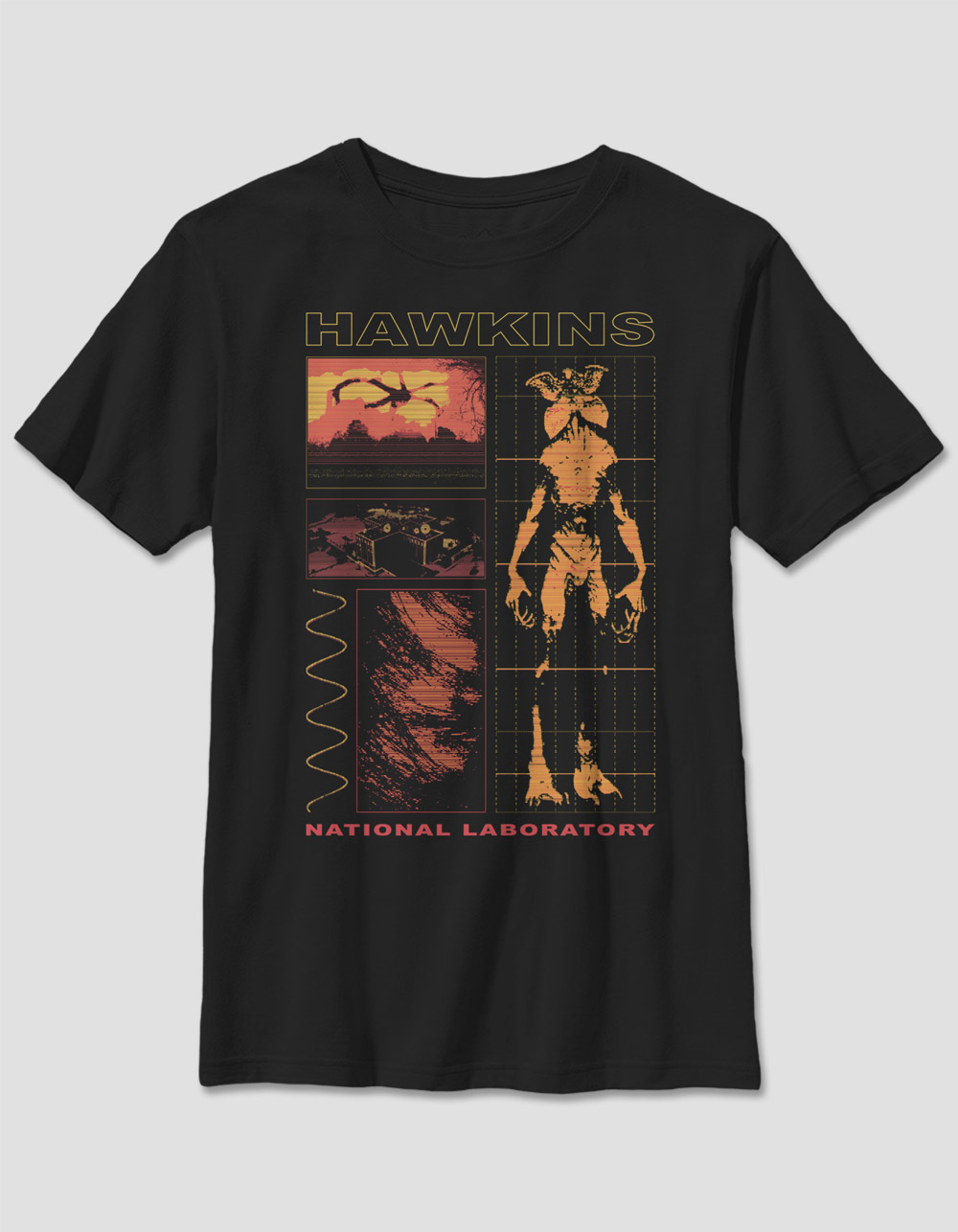 STRANGER THINGS Hawkins Lab Unisex Kids Tee - BLACK