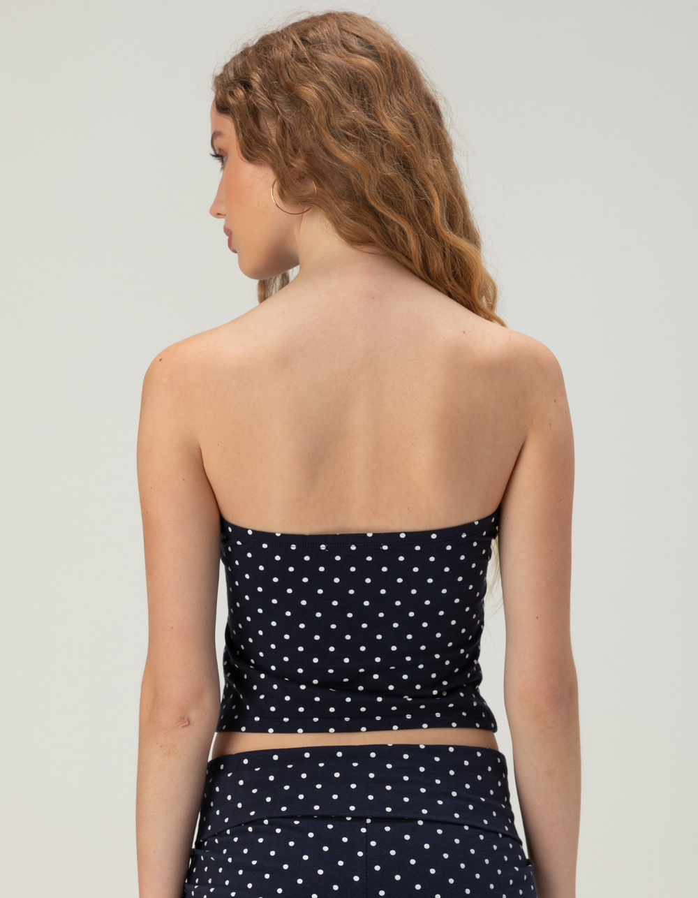 FULL TILT Womens Polka Dot Tube Top - NAVY/WHITE