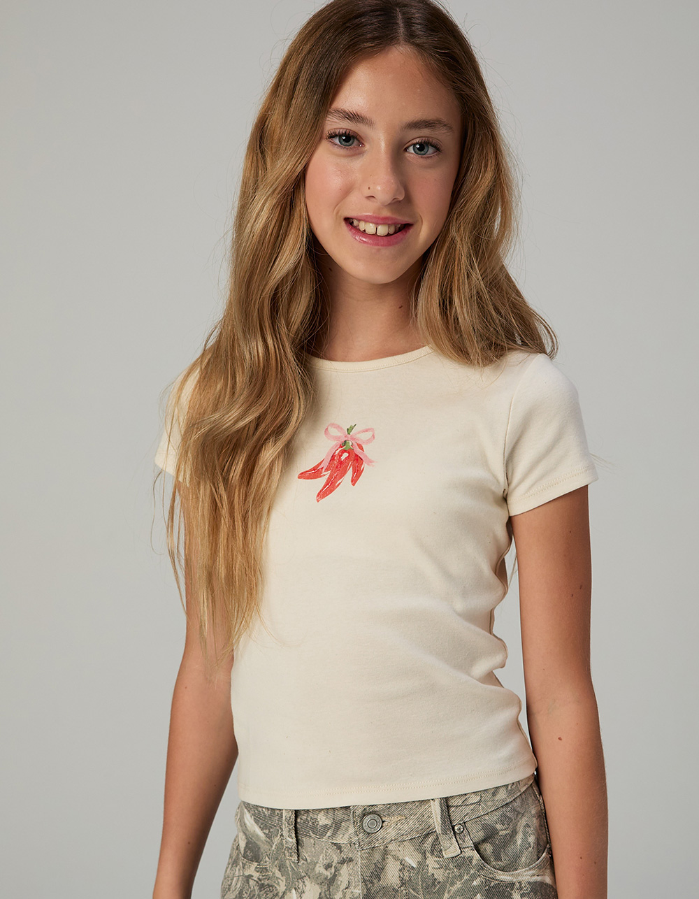 FULL TILT Chili Pepper Girls Baby Tee - LT YELLOW