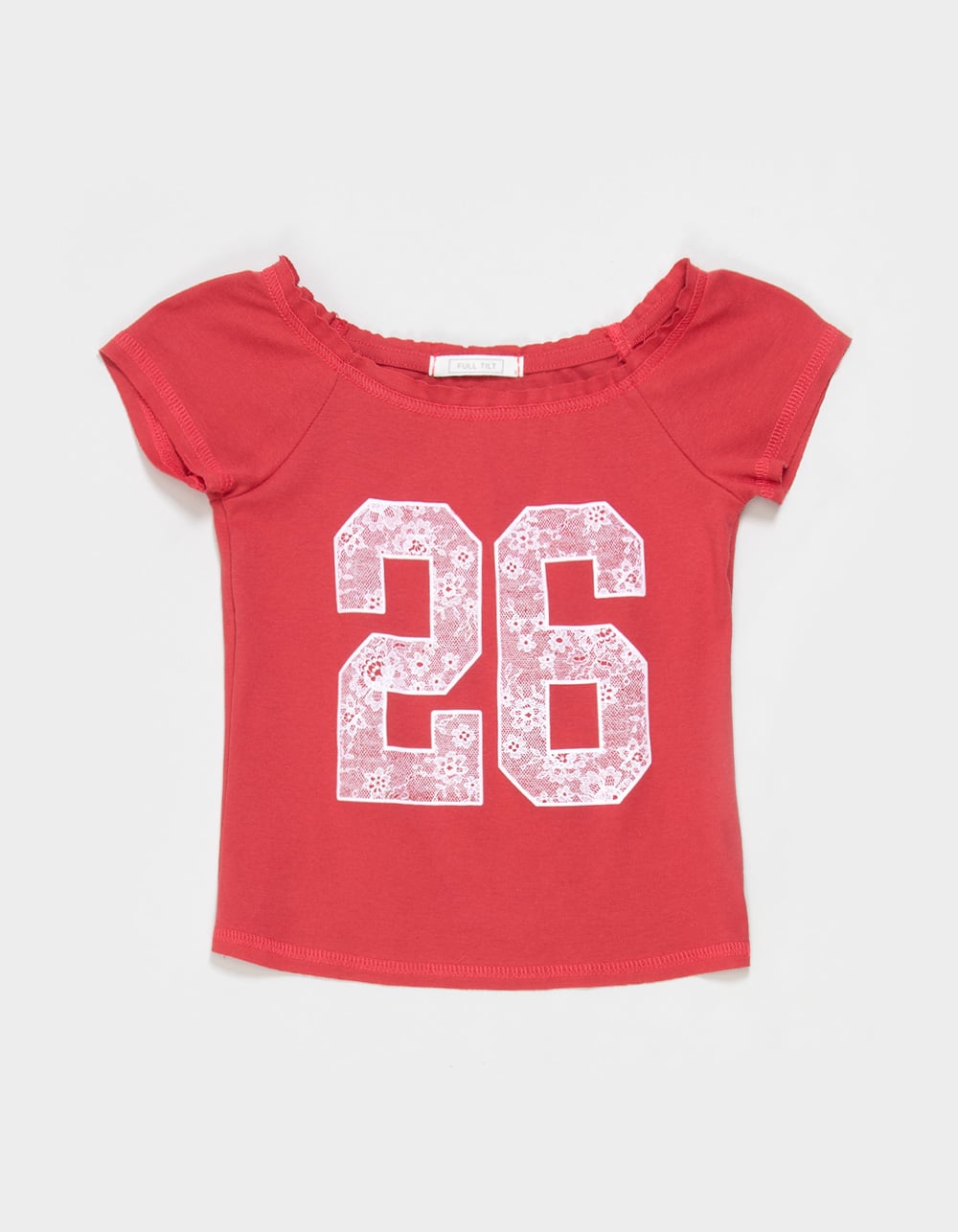 FULL TILT Lace 26 Girls Off The Shoulder Tee - RED