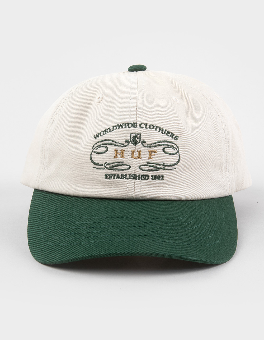 HUF Worldwide Clothiers 6 Panel Strapback Hat - GREEN/WHITE