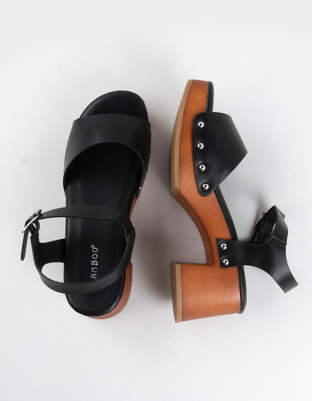 BAMBOO Silveroak Womens Wedge Sandals - BLACK