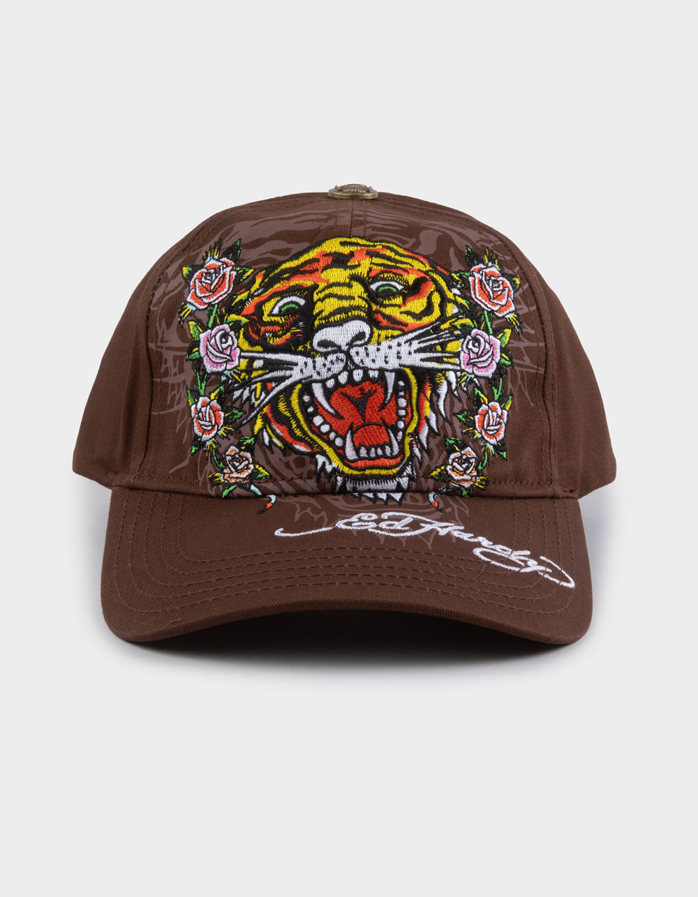 ED HARDY Tiger Rose Womens Strapback Hat - BROWN