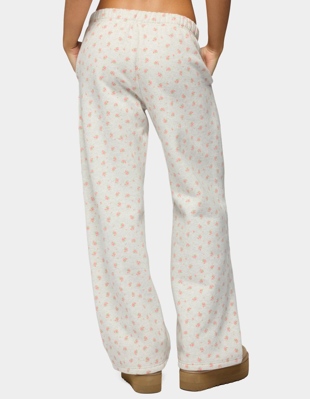 EDIKTED Flower Power Sweatpants - LIGHT GRAY