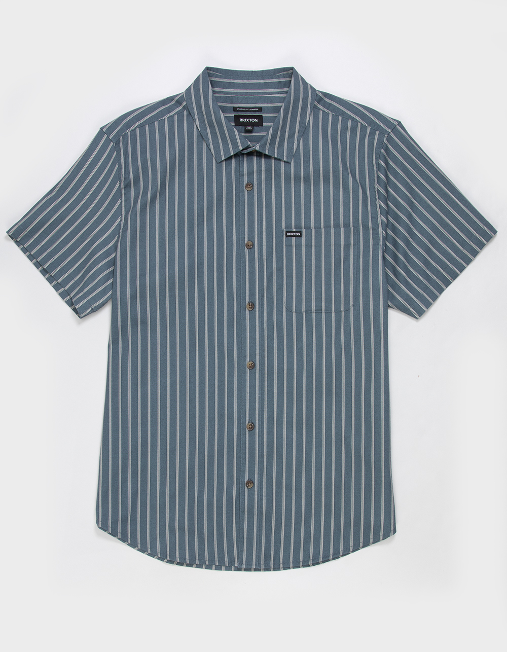BRIXTON Coastal Print Stripe Mens Button Up Shirt - BLUE COMBO
