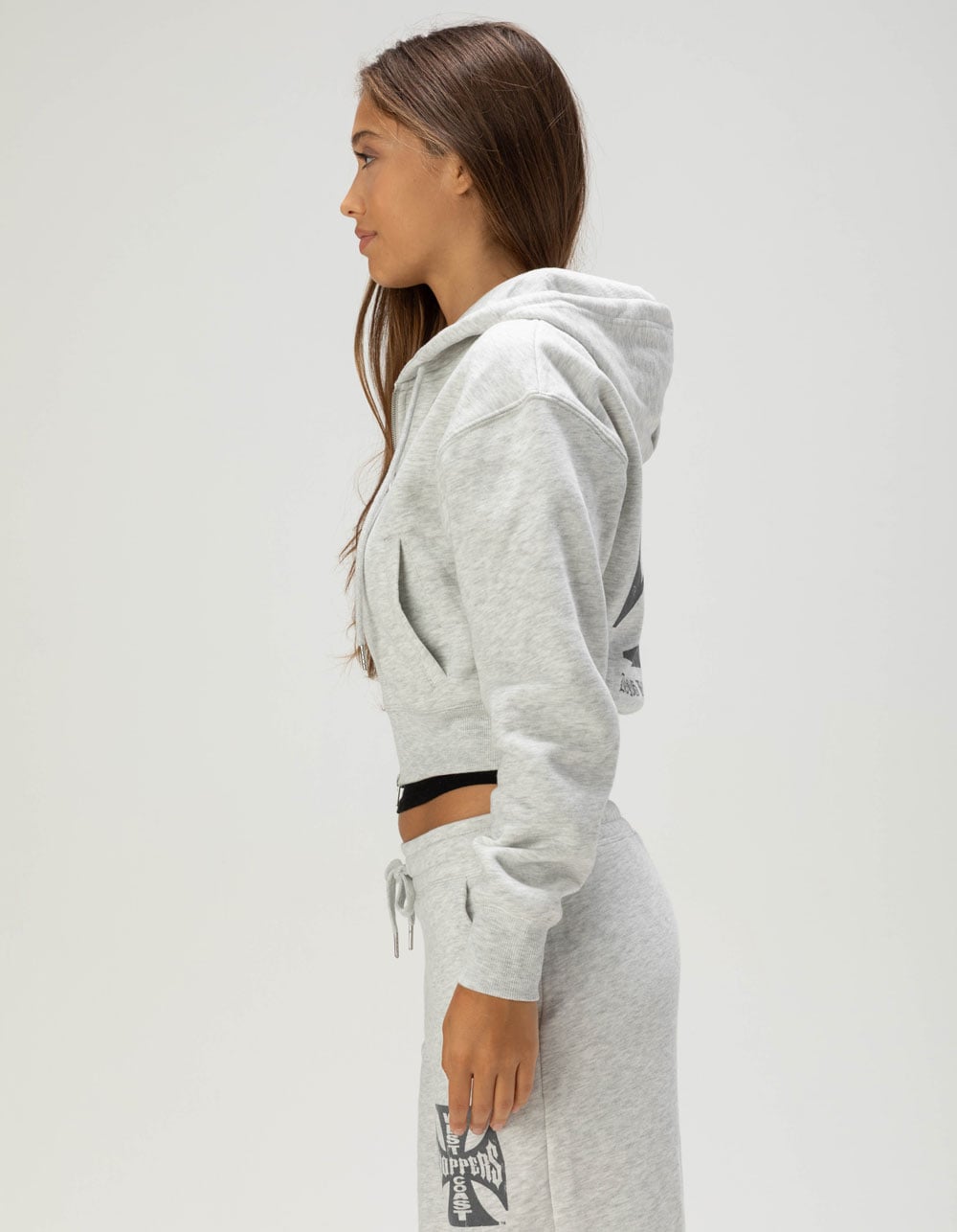 WEST COAST CHOPPERS Core Logo Womens Zip-Up Hoodie - HEATHER GRAY