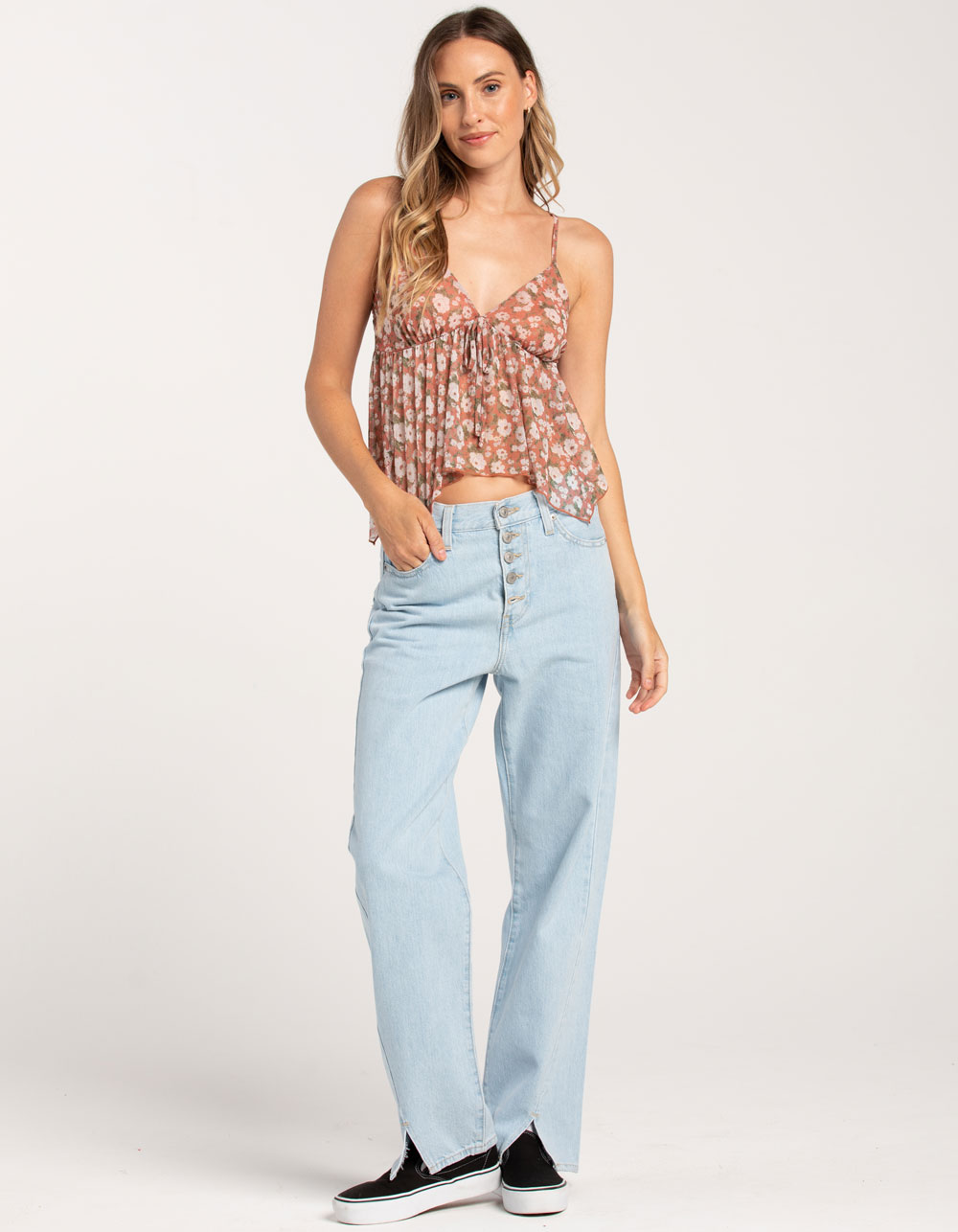 FULL TILT Hanky Mesh Womens Cami RUST Tillys