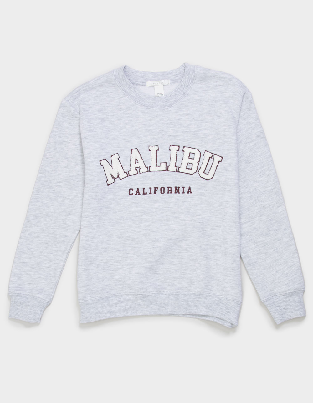 FULL TILT Malibu Chenille Girls Crewneck Sweatshirt - LIGHT GRAY