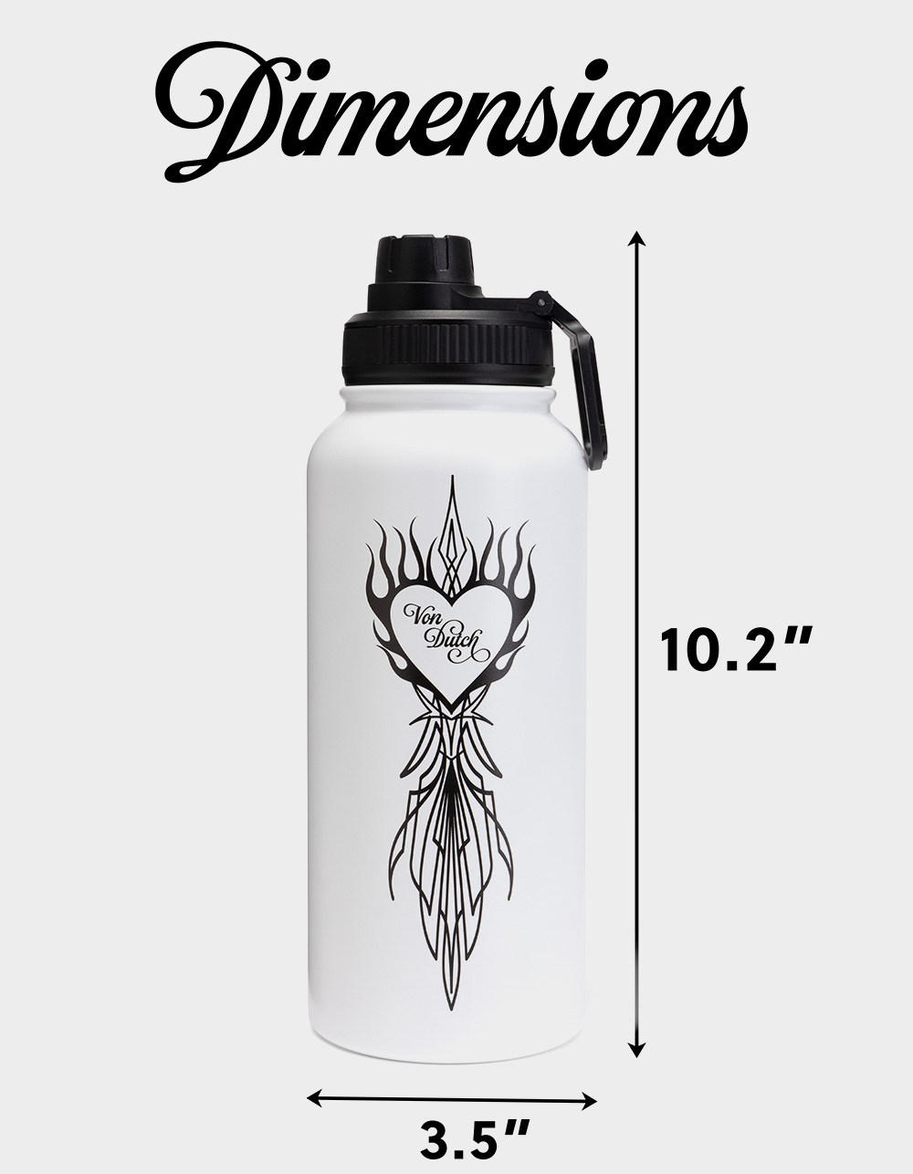 VON DUTCH 32oz Von Heart Double Walled Insulated Stainless Steel Bottle - WHITE