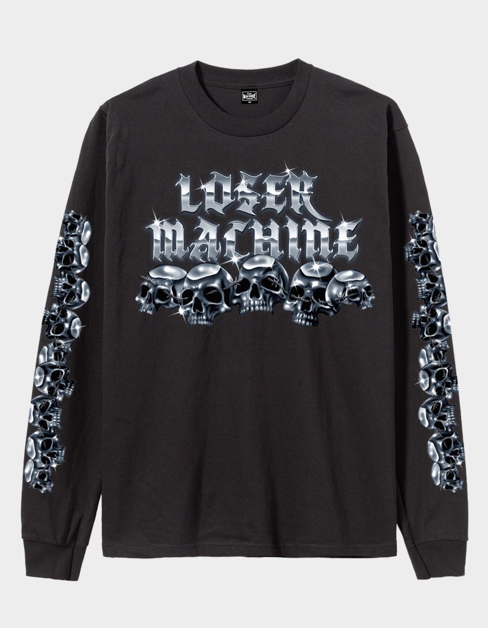 LOSER MACHINE Crystal Skulls Mens Long Sleeve Tee - BLACK