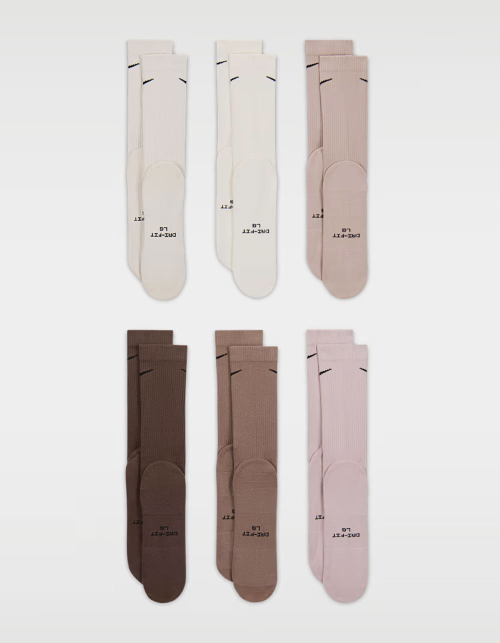 NIKE Everyday Elevated 6 Pack Crew Socks