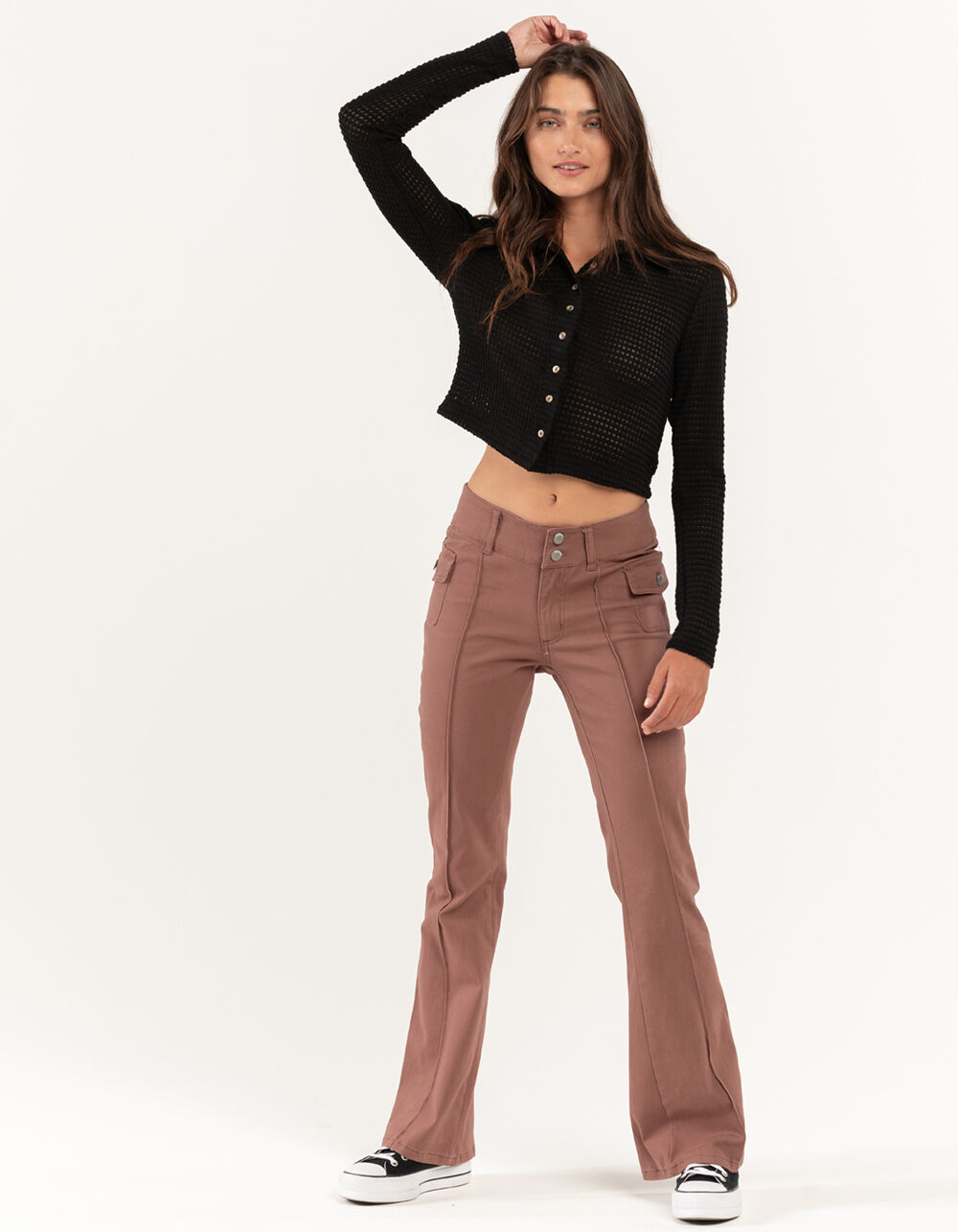 RSQ Womens Low Rise Seamed Flared Pants