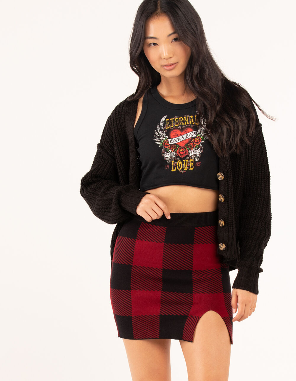 FULL TILT Checker Sweater Skirt