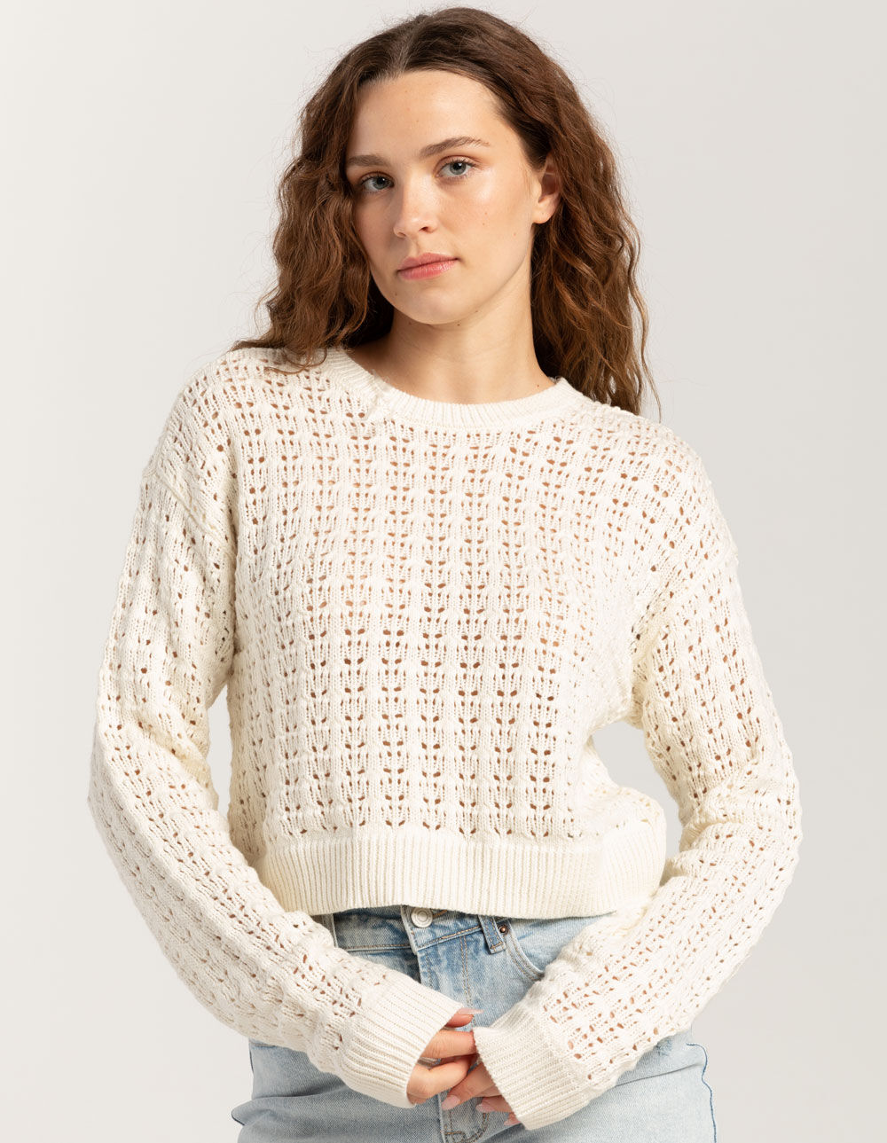 FULL TILT Open Weave Womens Sweater