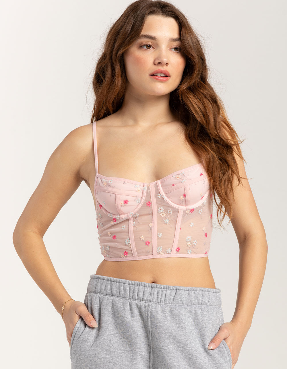 FULL TILT Floral Embroidered Womens Corset