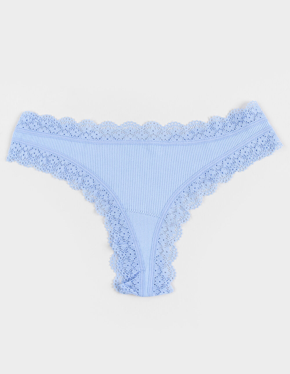FULL TILT Seamless Rib Lace Trim Thong