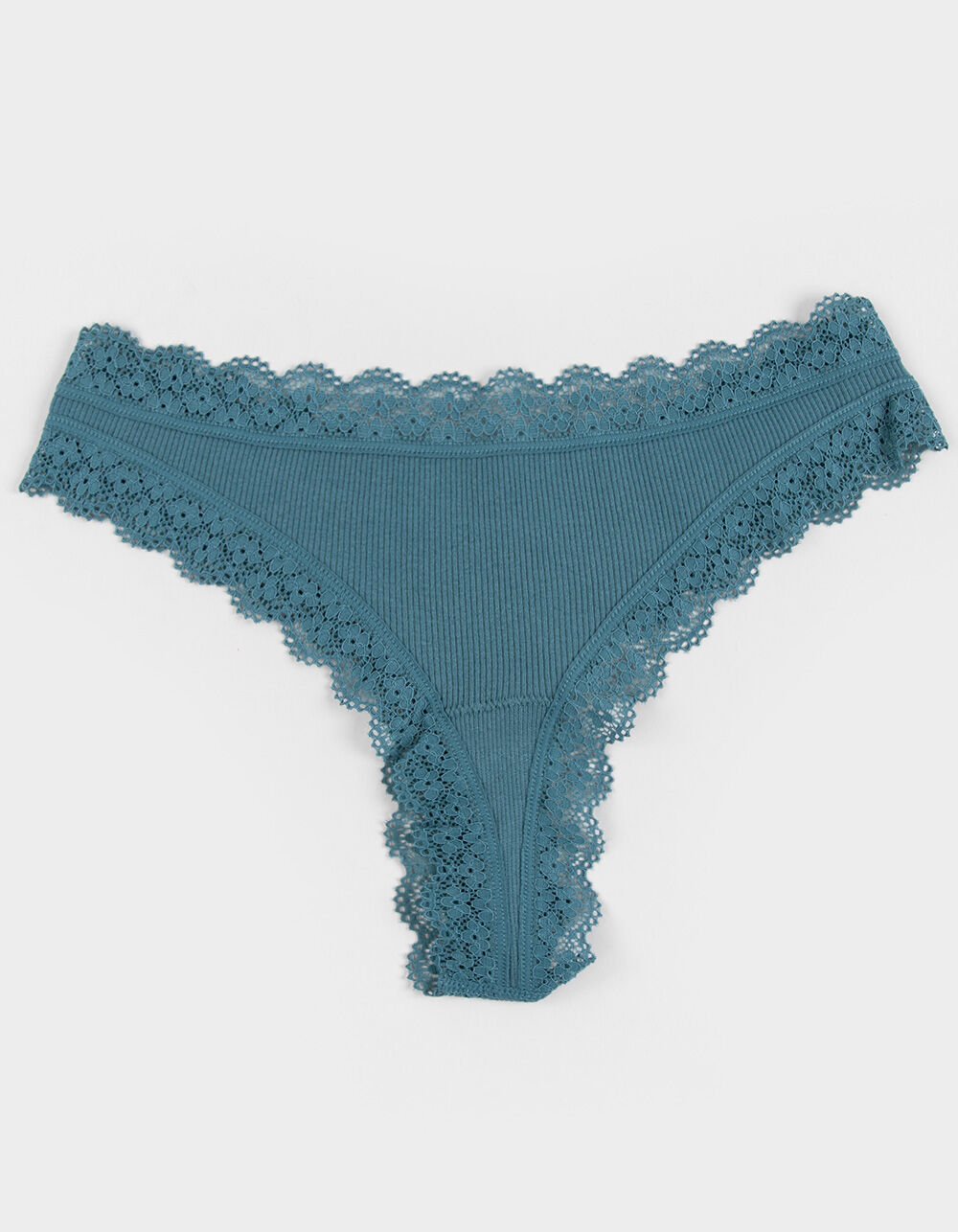 FULL TILT Seamless Rib Lace Trim Thong