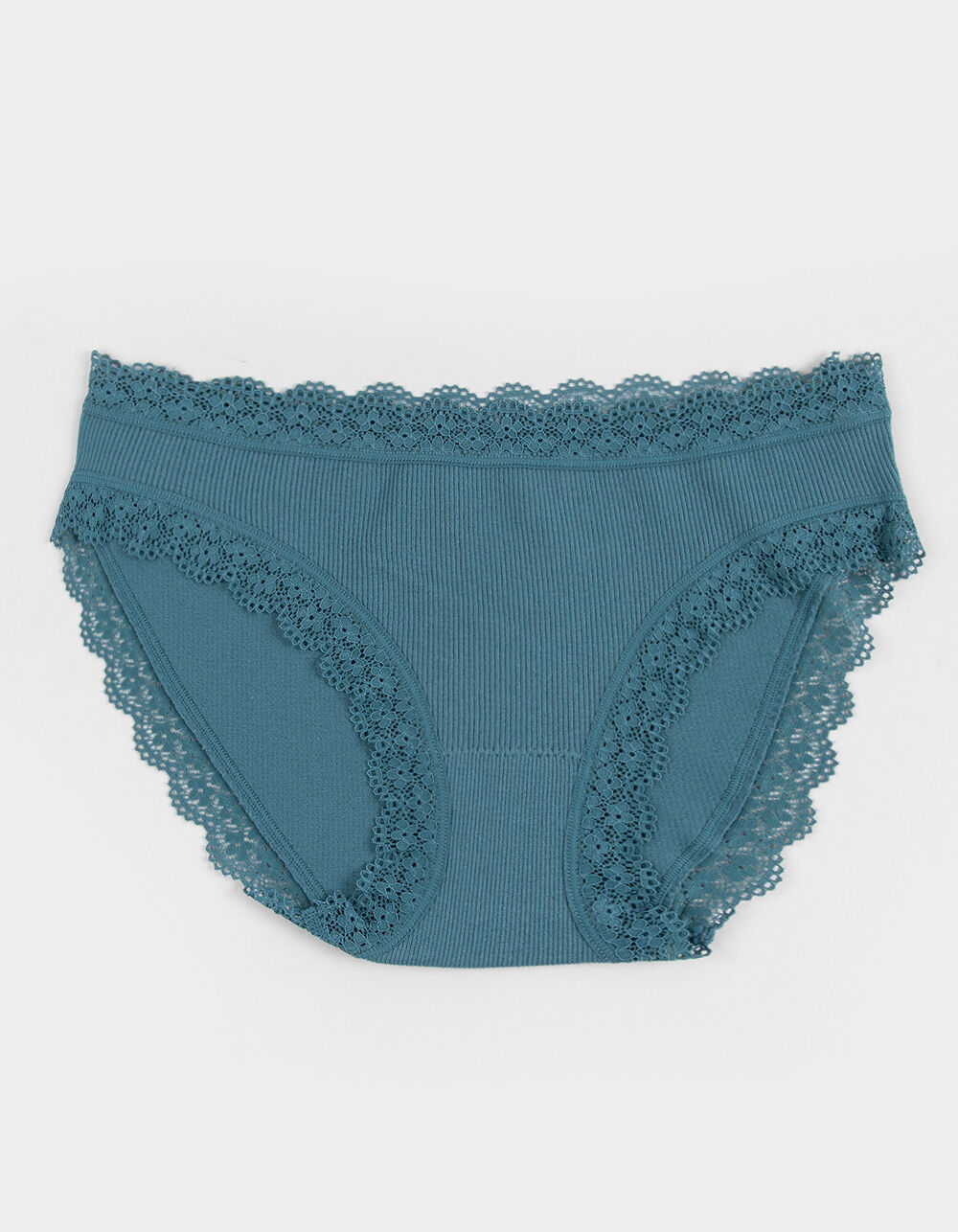 FULL TILT Seamless Rib Lace Trim Hipster Panties