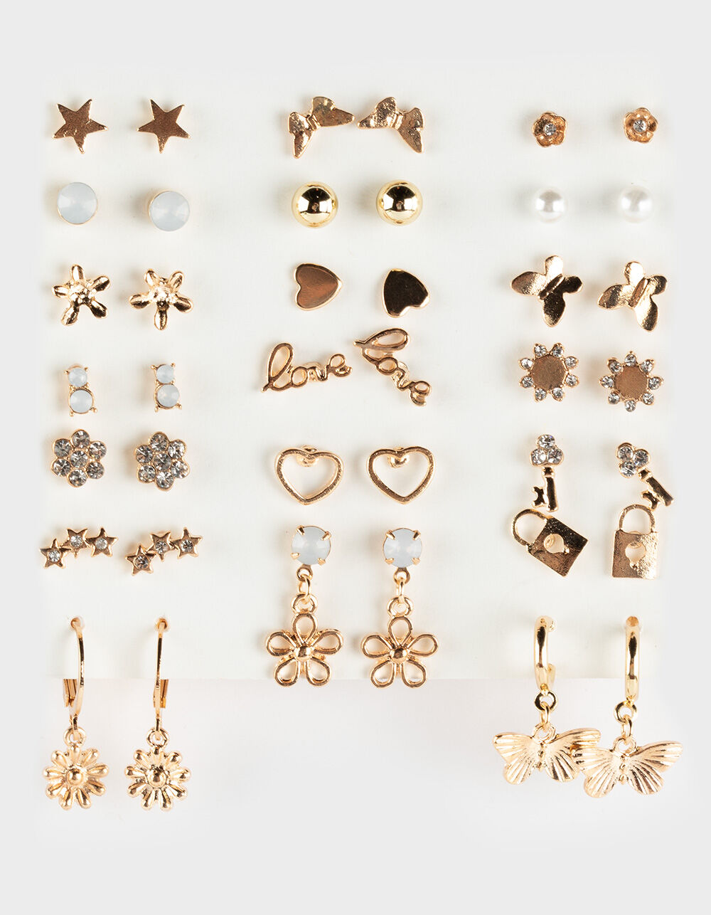 FULL TILT 20 Pack Love Star Huggie Earring Set