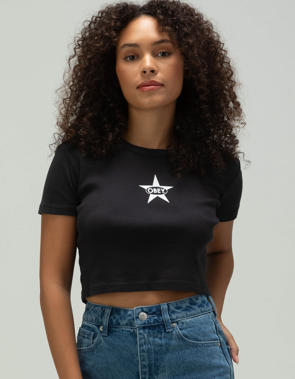 OBEY Star Womens Fitted Crop Tee