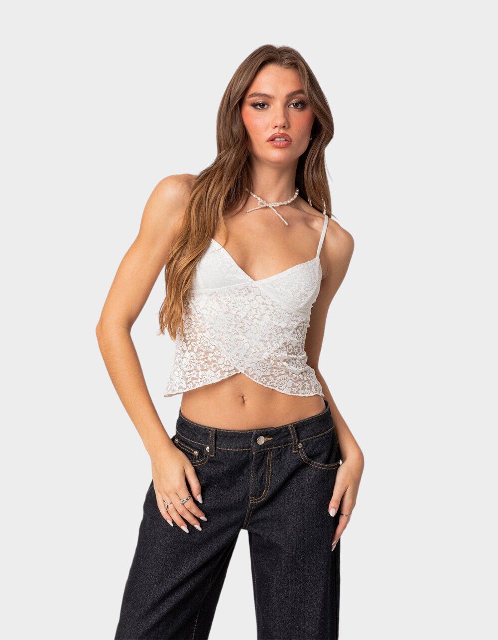 EDIKTED Ruby Sheer Lace Tank Top