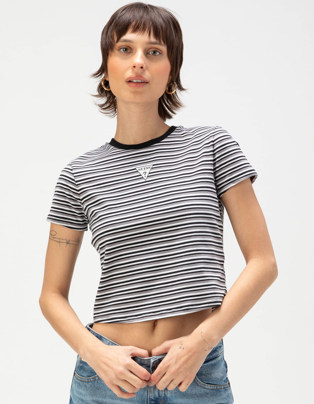 GUESS ORIGINALS Stripe Knit Womens Tee