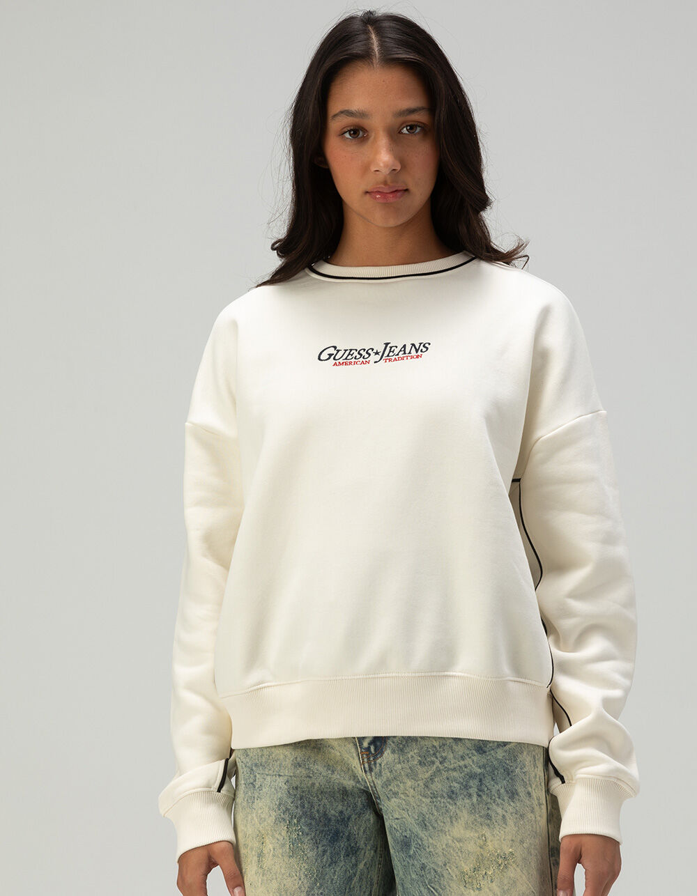 GUESS Womens Oversized Crewneck Sweatshirt