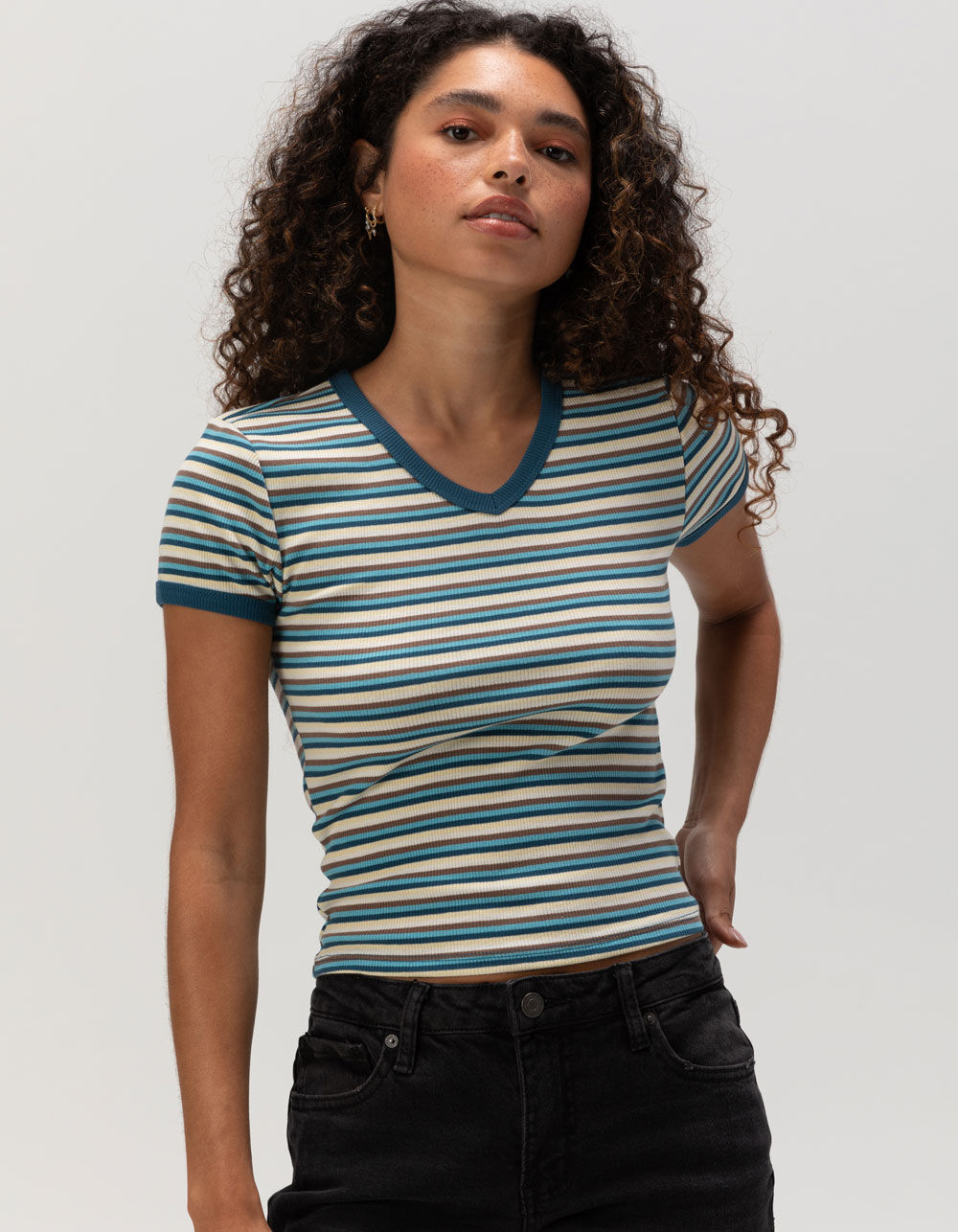 FULL TILT V-Neck Womens Baby Tee
