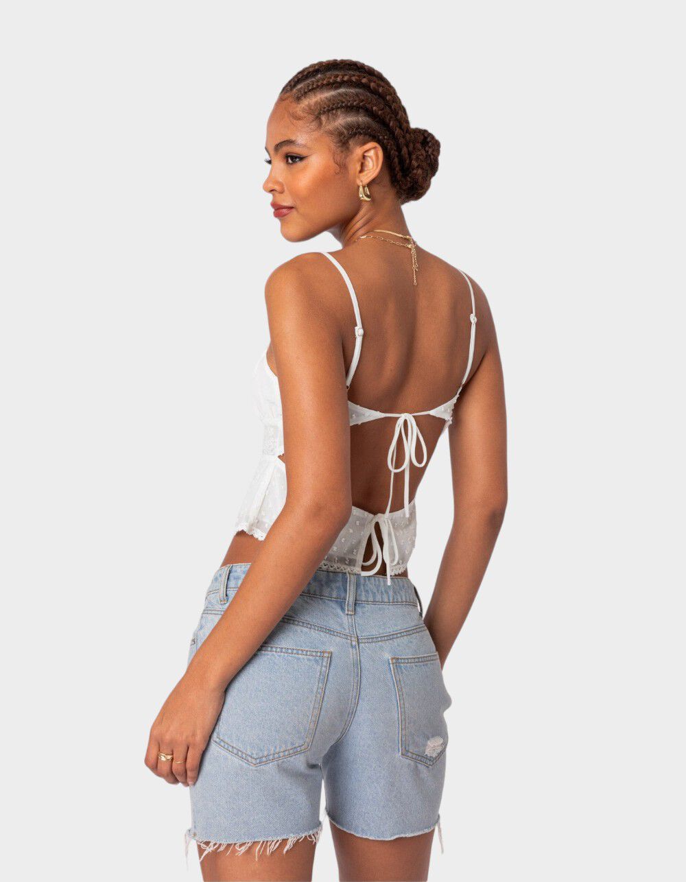 EDIKTED Wendy Tie Back Lacey Top