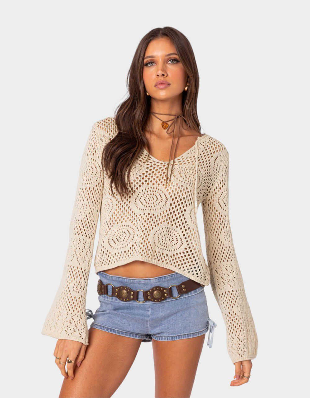 EDIKTED Kinley Crochet Top