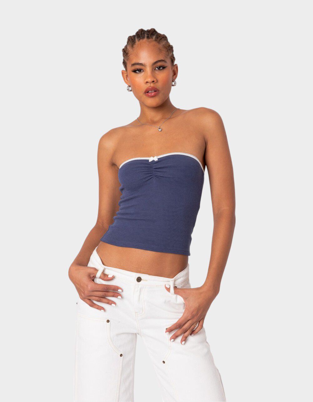 EDIKTED Kacey Strapless Waffle Top