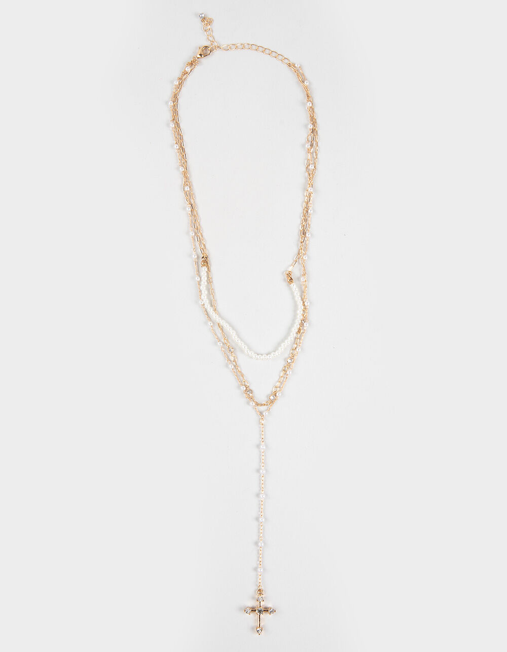 FULL TILT Layered Pearl/Cross Necklace