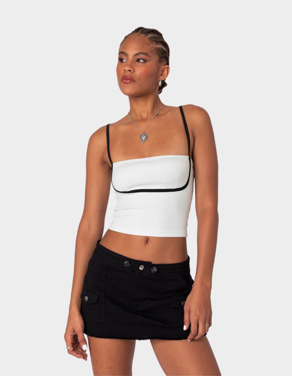 EDIKTED Yang Contrast Strap Tank Top