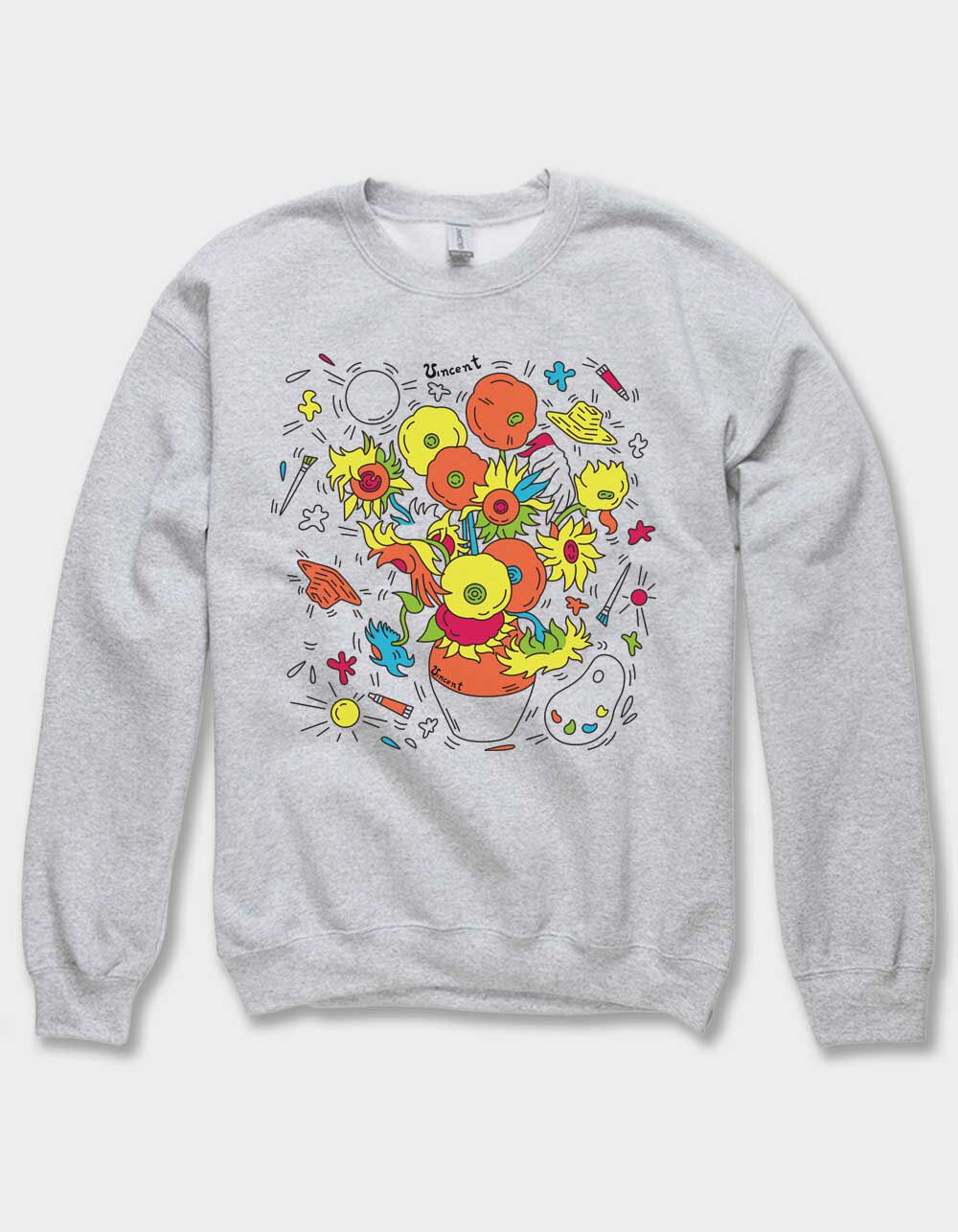 VAN GOGH Neon Sunflowers Unisex Crewneck Sweatshirt