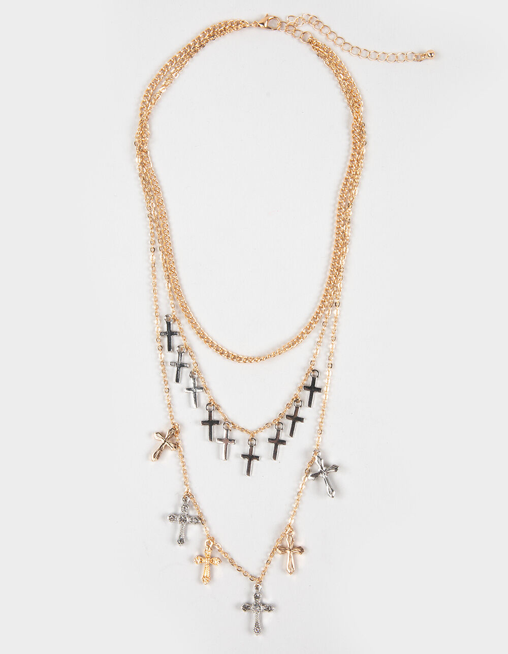 FULL TILT Layered Muti Cross Two Tone Necklace