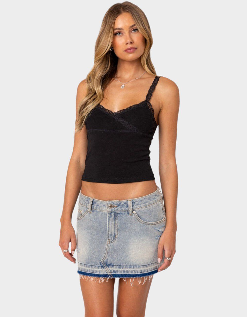 EDIKTED Amilia Lace Trim Tank Top