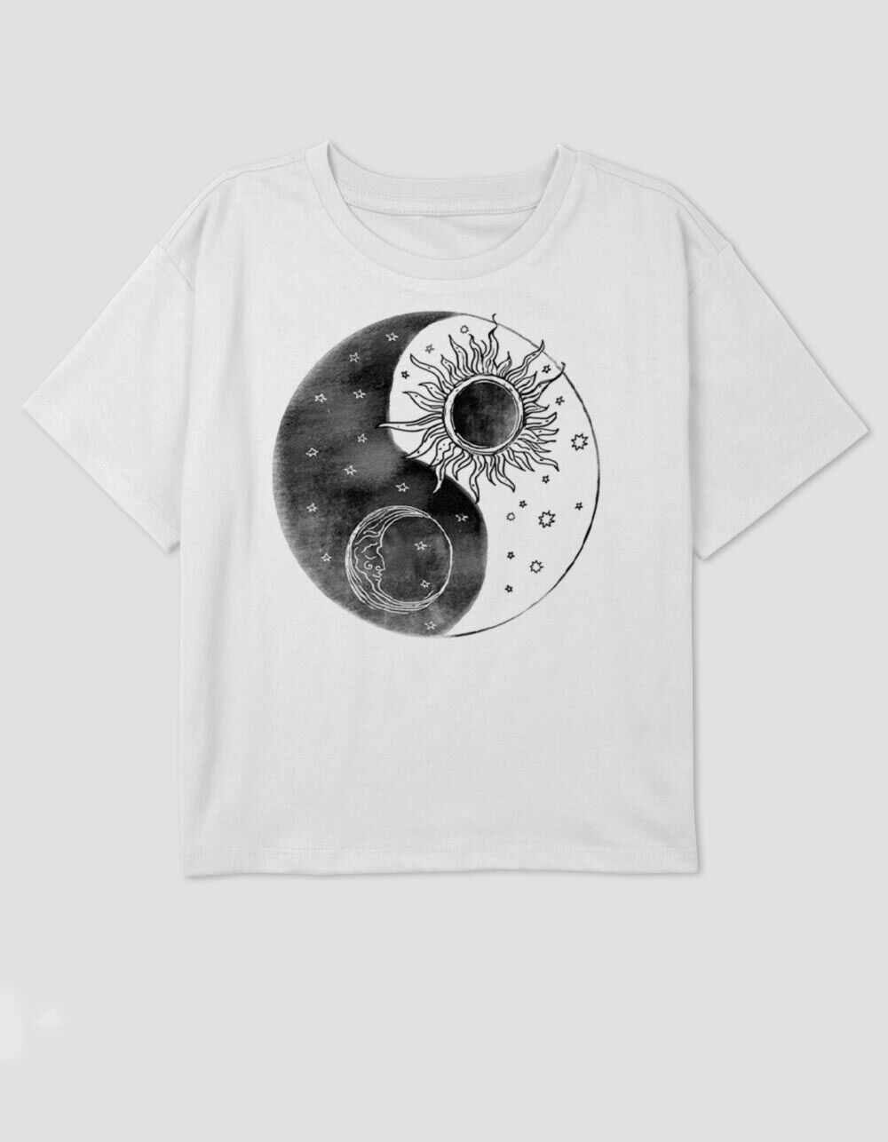 CELESTIAL Yin And Yang Sun Moon Girls Crop Tee