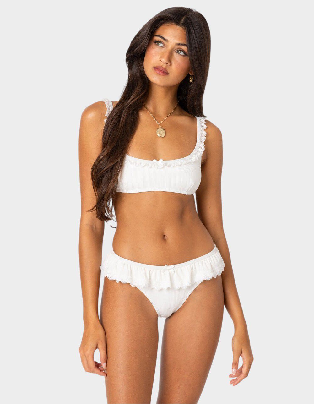 EDIKTED Lacey Ruffled Bikini Top