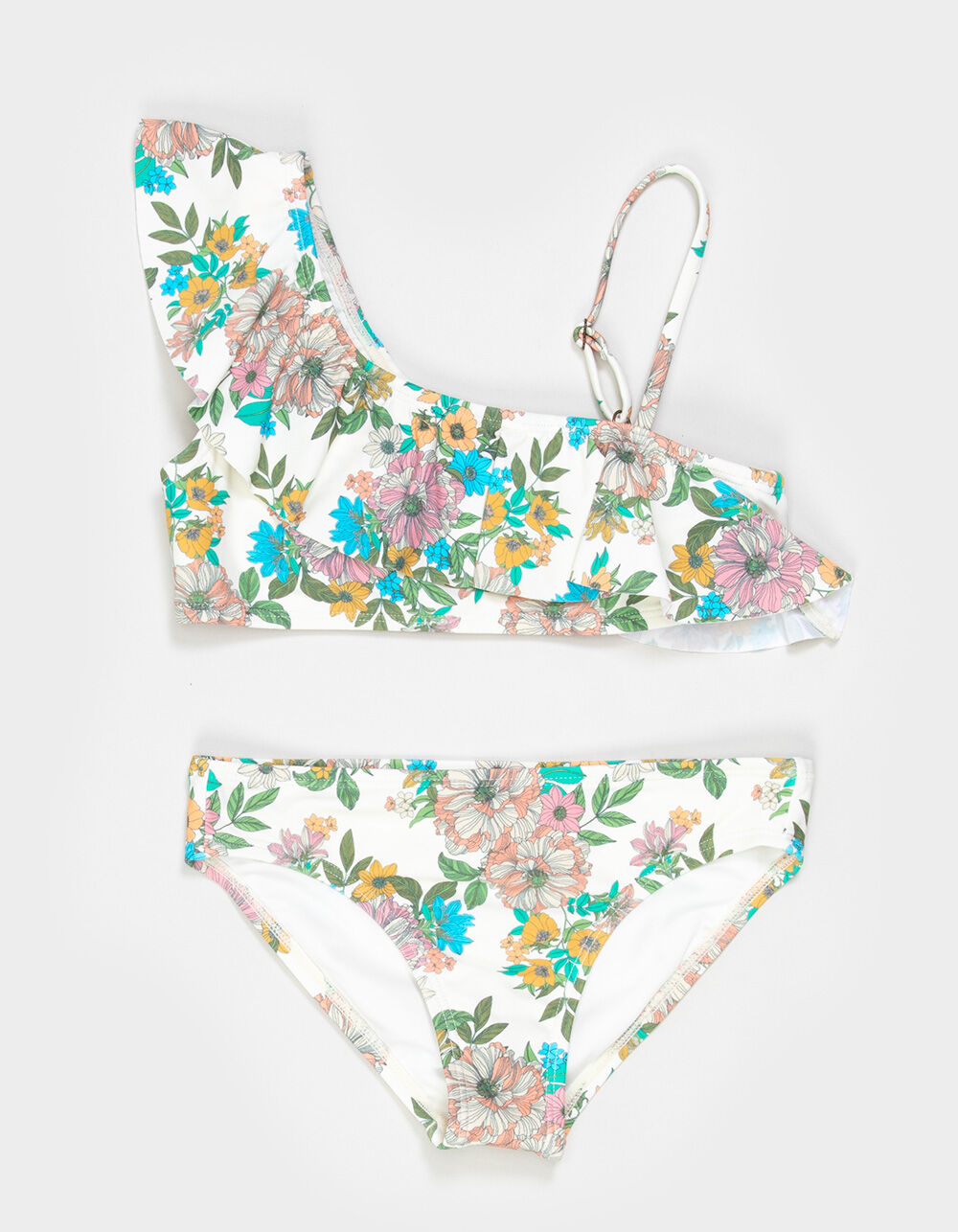 O'NEILL Cara Floral Asymmetrical Ruffle Girls Bralette Bikini Set