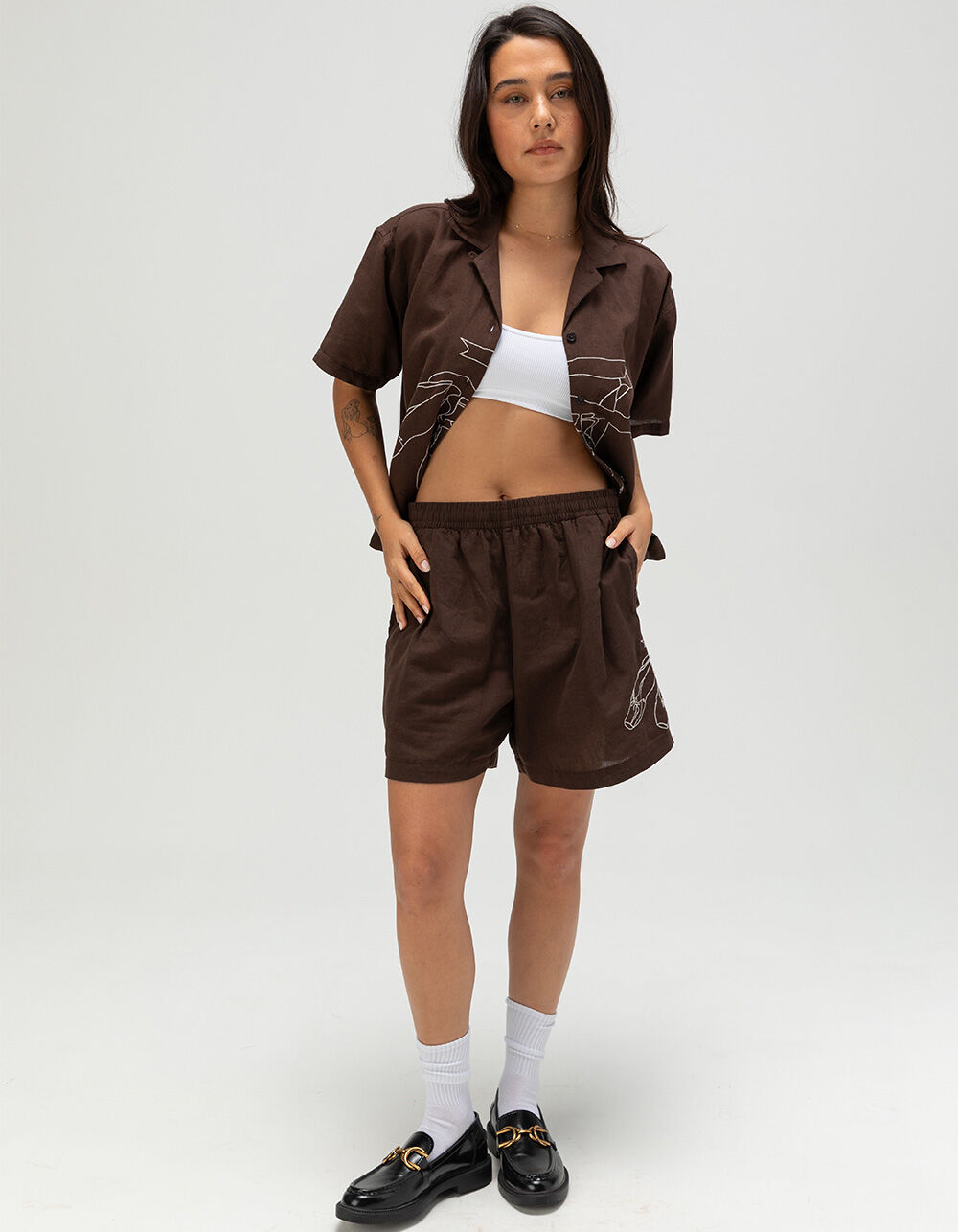 OBEY Slippers Womens Linen Shorts