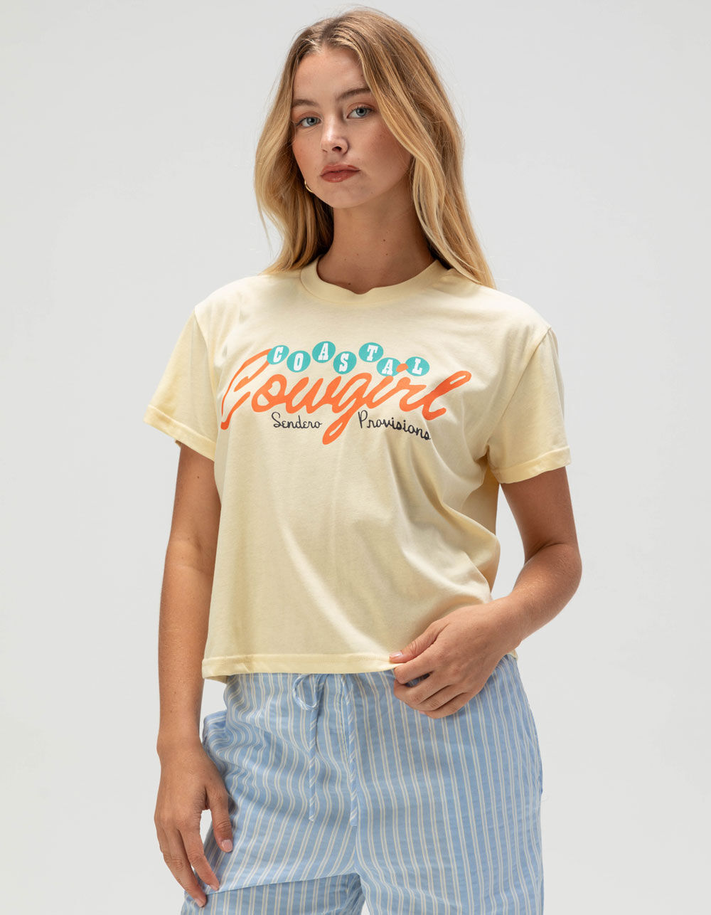 SENDERO PROVISIONS CO. Coastal Cowgirl Womens Crop Boxy Tee