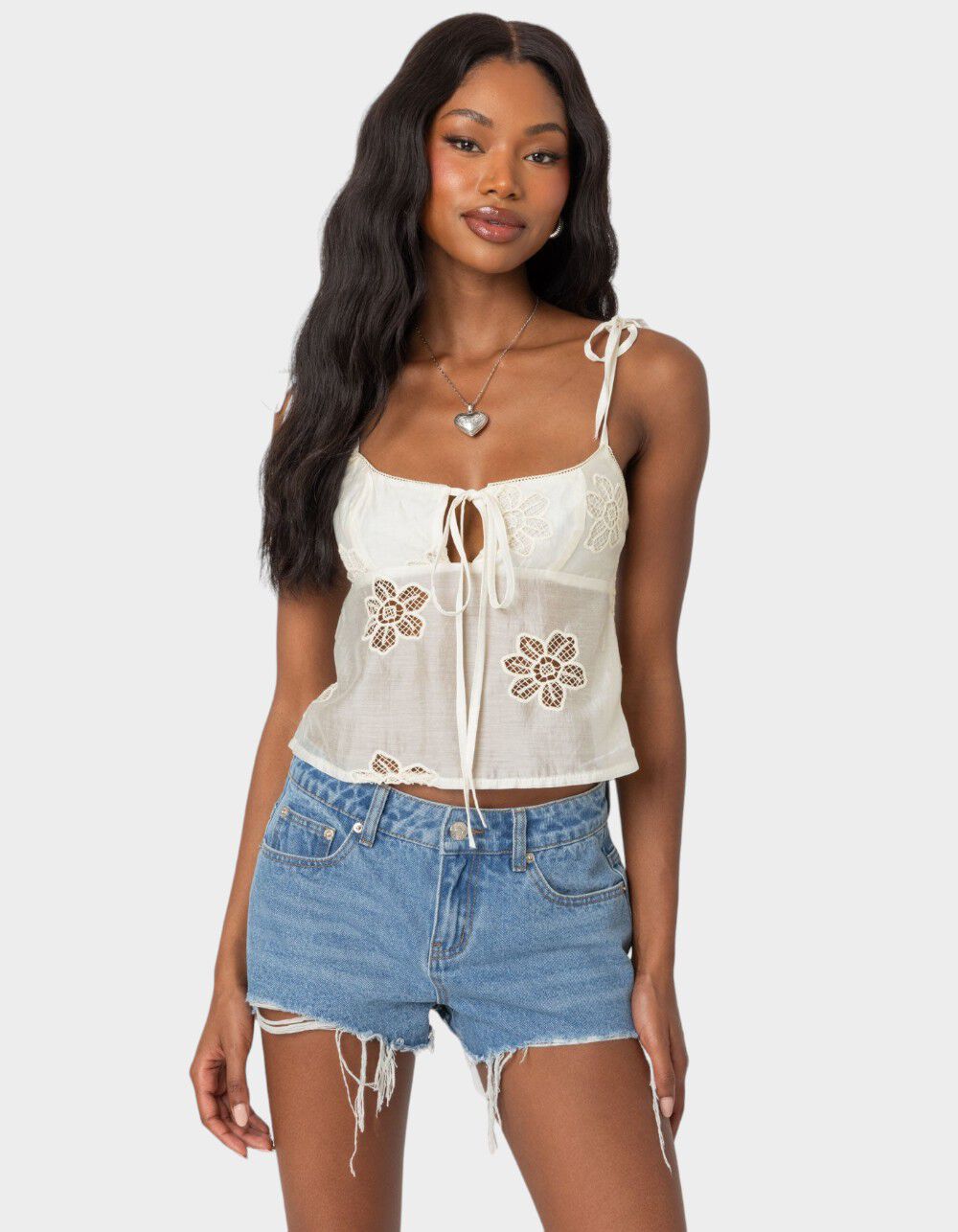EDIKTED Airy Embroidered Top