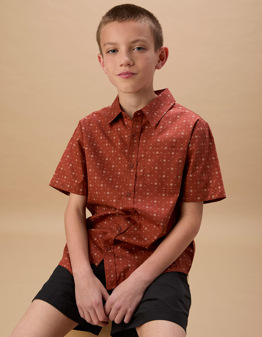 RSQ Boys Ditsy Print Button Up Shirt