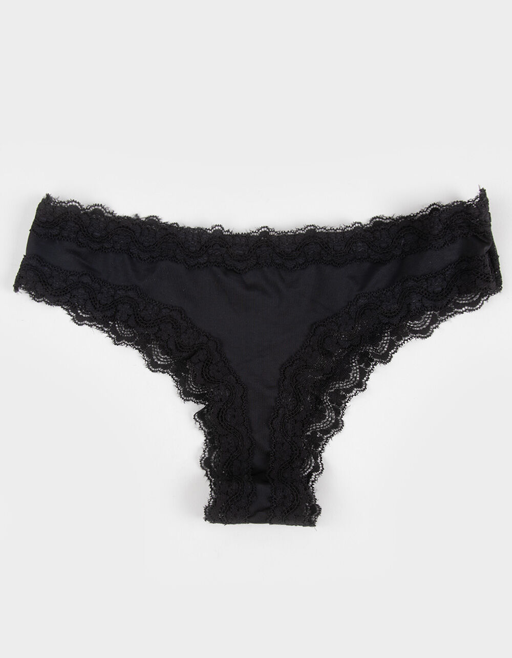 FULL TILT Polka Dot Mesh Back Lace Trim Thong