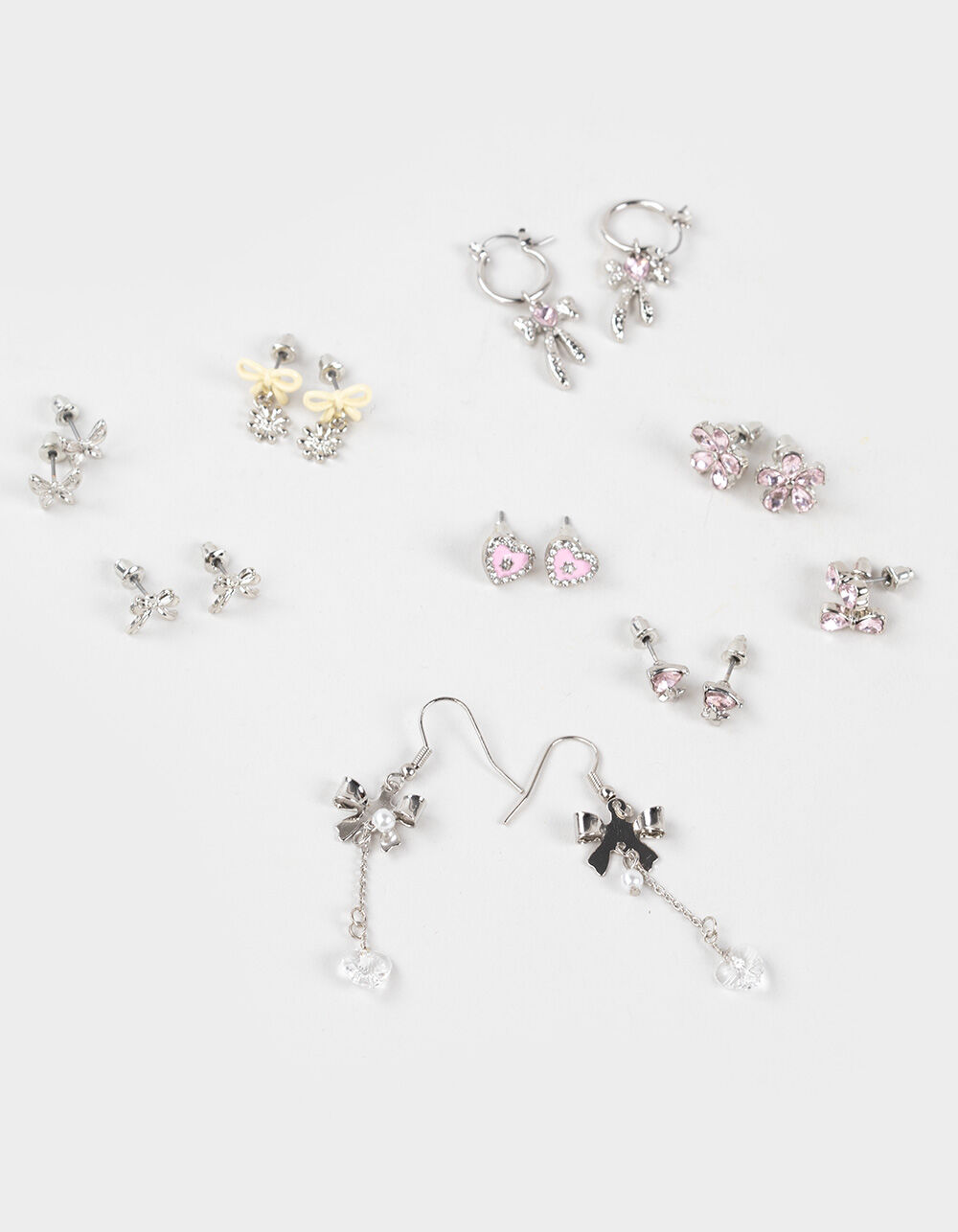 FULL TILT 9 Pack Bow/Heart Hoop Earrings