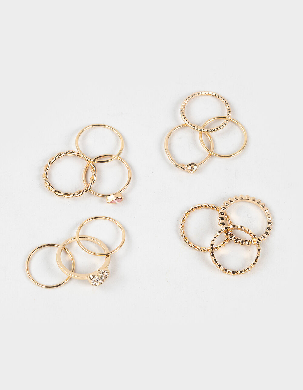 FULL TILT 12 Pack Heart/Rhinestone/Dainty Rings