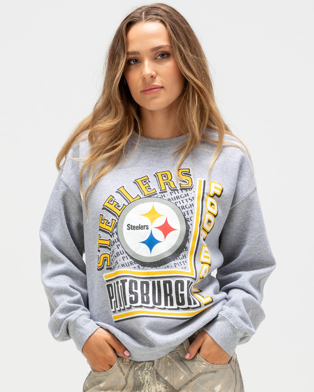JUNK FOOD Pittsburgh Steelers Backfield Womens Crewneck Sweatshirt
