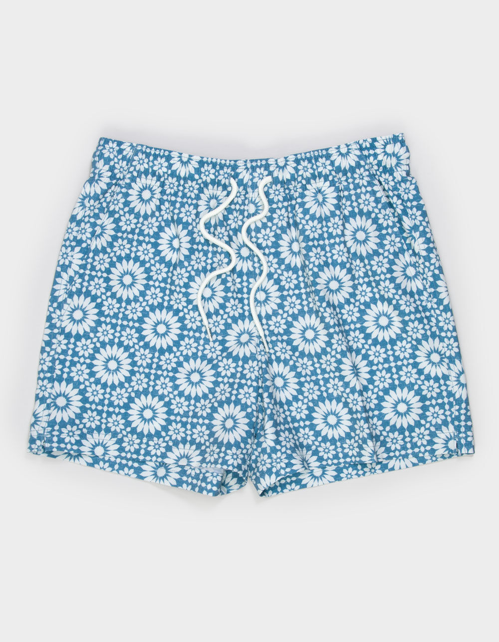 RSQ Mens Blue White Tile Mens 5" Swim Shorts