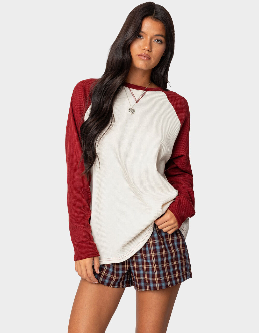 EDIKTED Me Time Oversized Waffle Top